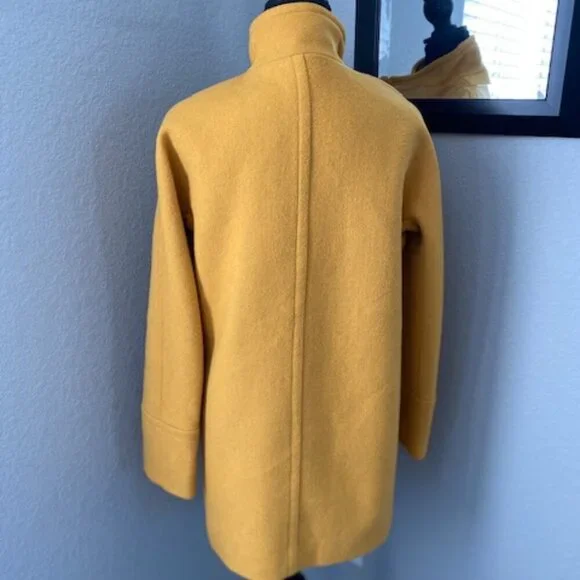 J.CREW Ochre Mustard Yellow Wool Blend City Coat Jacket Sz 4 - Picture 4 of 15
